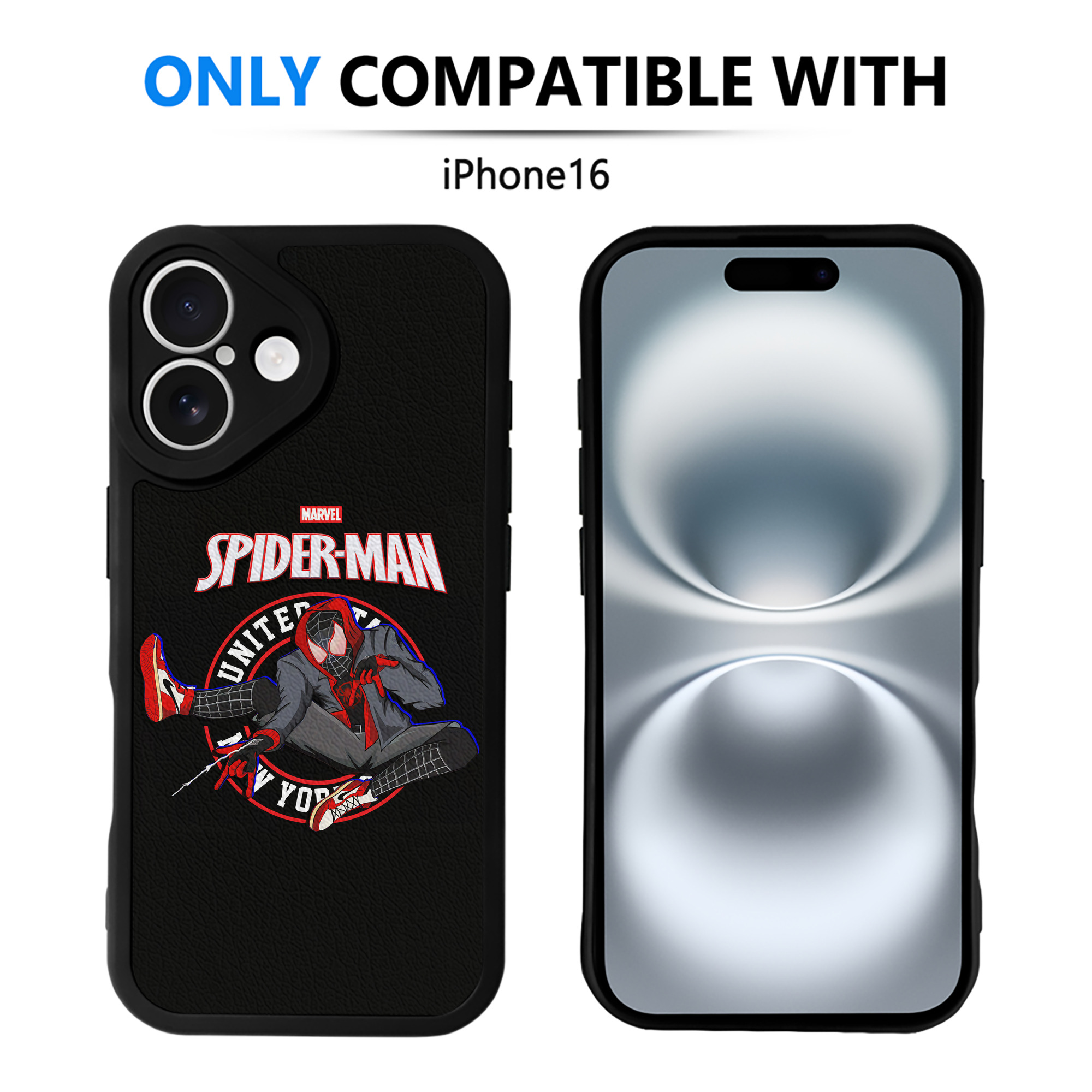Spider Man スパイダーマン 【iPhone 16シリーズ対応】シリコンスマホケース（レザー調） 材質：シリコン